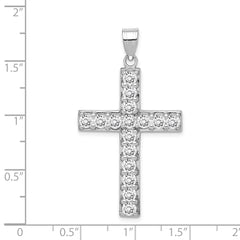 Sterling Silver Rhodium-plated CZ Latin Cross Pendant - 3