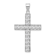 Sterling Silver Rhodium-plated CZ Latin Cross Pendant - 3
