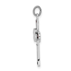 Sterling Silver Platinum-plated Enameled Cross w/Dove Charm