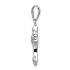 Sterling Silver Rhodium-plated CZ Cross Pendant - 5