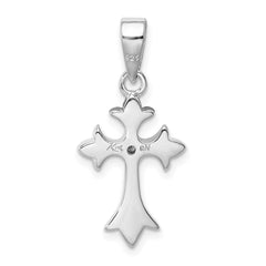 Sterling Silver Rhodium-plated CZ Cross Pendant - 5