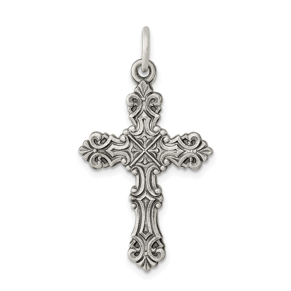 Sterling Silver Antiqued Cross Pendant - 11