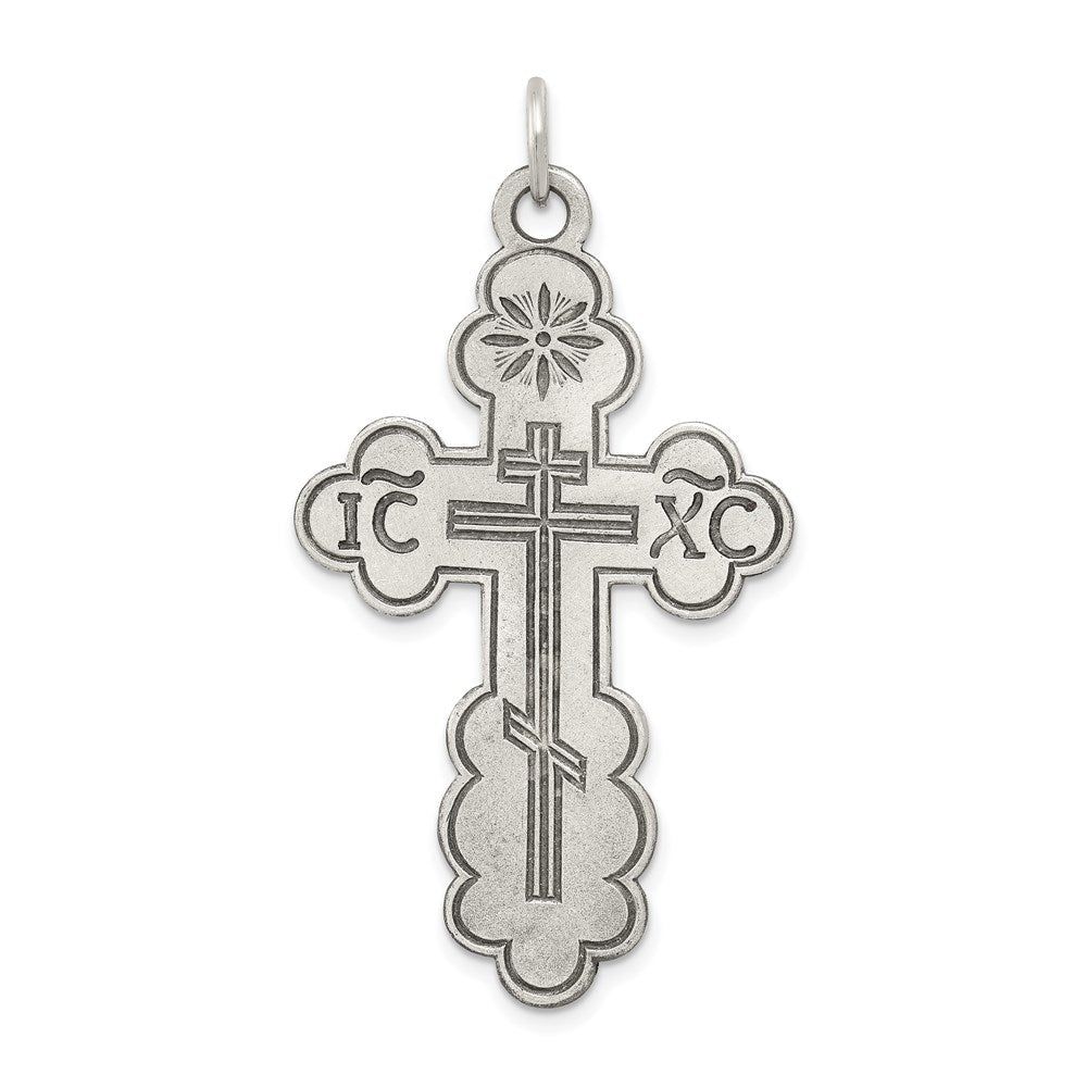 Sterling Silver Antiqued Eastern Orthodox Cross Charm - 3