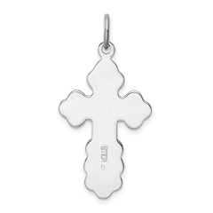 Sterling Silver Platinum-plated Eastern Orthodox Blue Enamel Cross Pendant