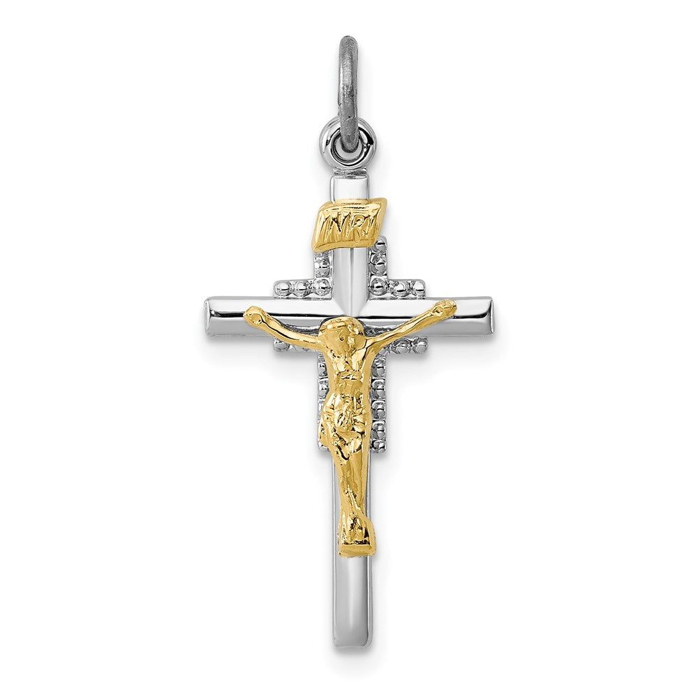 Sterling Silver Platinum-plated & Vermeil INRI Crucifix Charm - 2