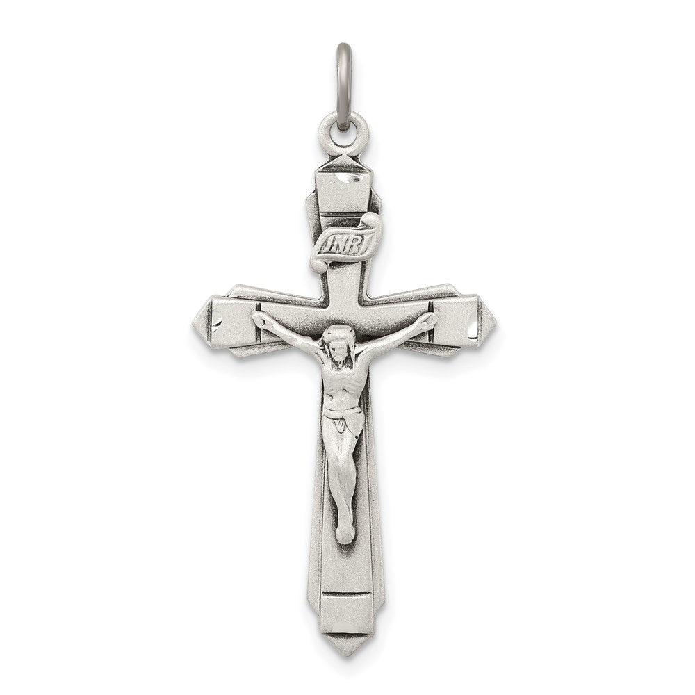 Sterling Silver Antiqued Crucifix Pendant - 6