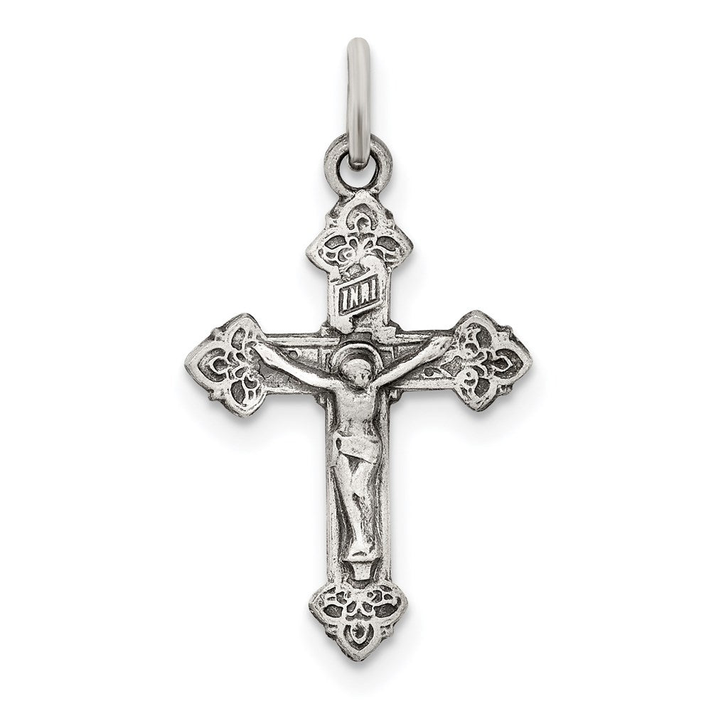 Sterling Silver Antiqued INRI Crucifix Pendant - 6