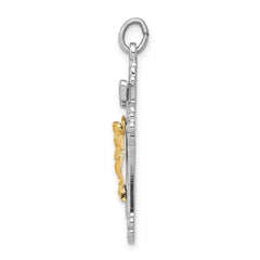 Sterling Silver Platinum-plated & Vermeil INRI Crucifix Charm - 3
