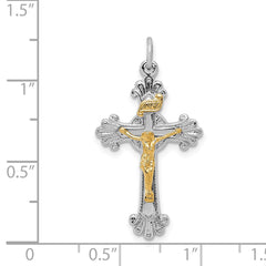 Sterling Silver Platinum-plated & Vermeil INRI Crucifix Charm - 3
