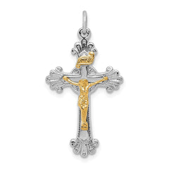 Sterling Silver Platinum-plated & Vermeil INRI Crucifix Charm - 3
