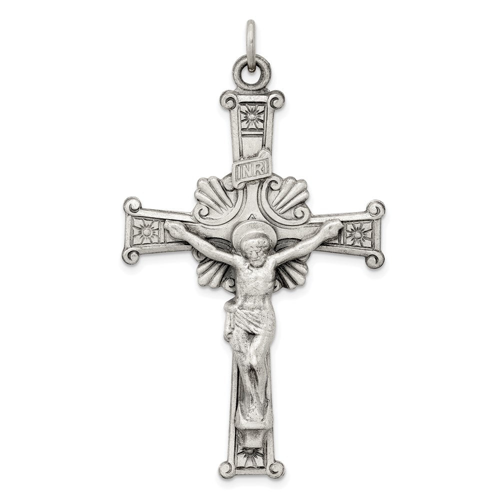 Sterling Silver Antiqued INRI Crucifix Pendant - 4