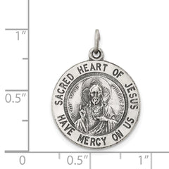 Sterling Silver Antiqued Sacred Heart of Jesus Medal - 4