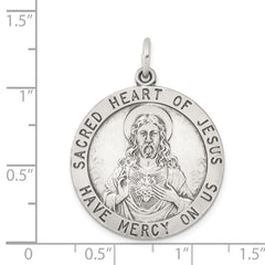 Sterling Silver Antiqued Sacred Heart of Jesus Medal - 2