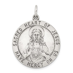 Sterling Silver Antiqued Sacred Heart of Jesus Medal - 2
