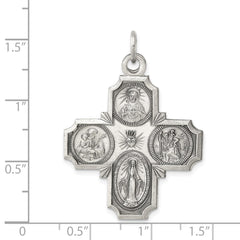 Sterling Silver Antiqued 4-way Medal - 4