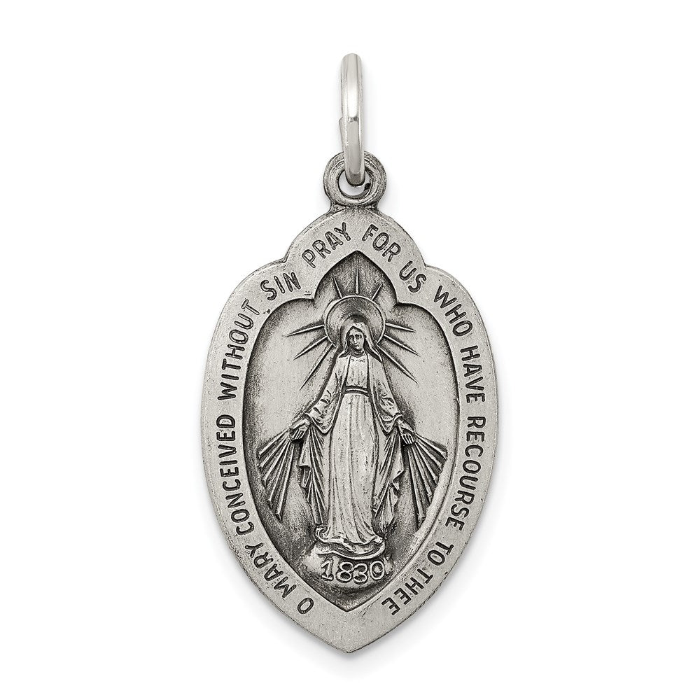 Sterling Silver Antiqued Miraculous Medal - 23