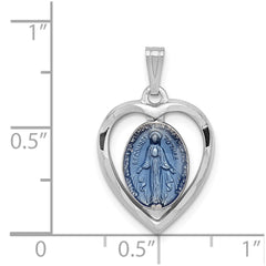 Sterling Silver Platinum-plated Miraculous Heart Medal - 3