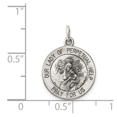 Sterling Silver Antiqued Our Lady of Perpetual Help Medal - 2