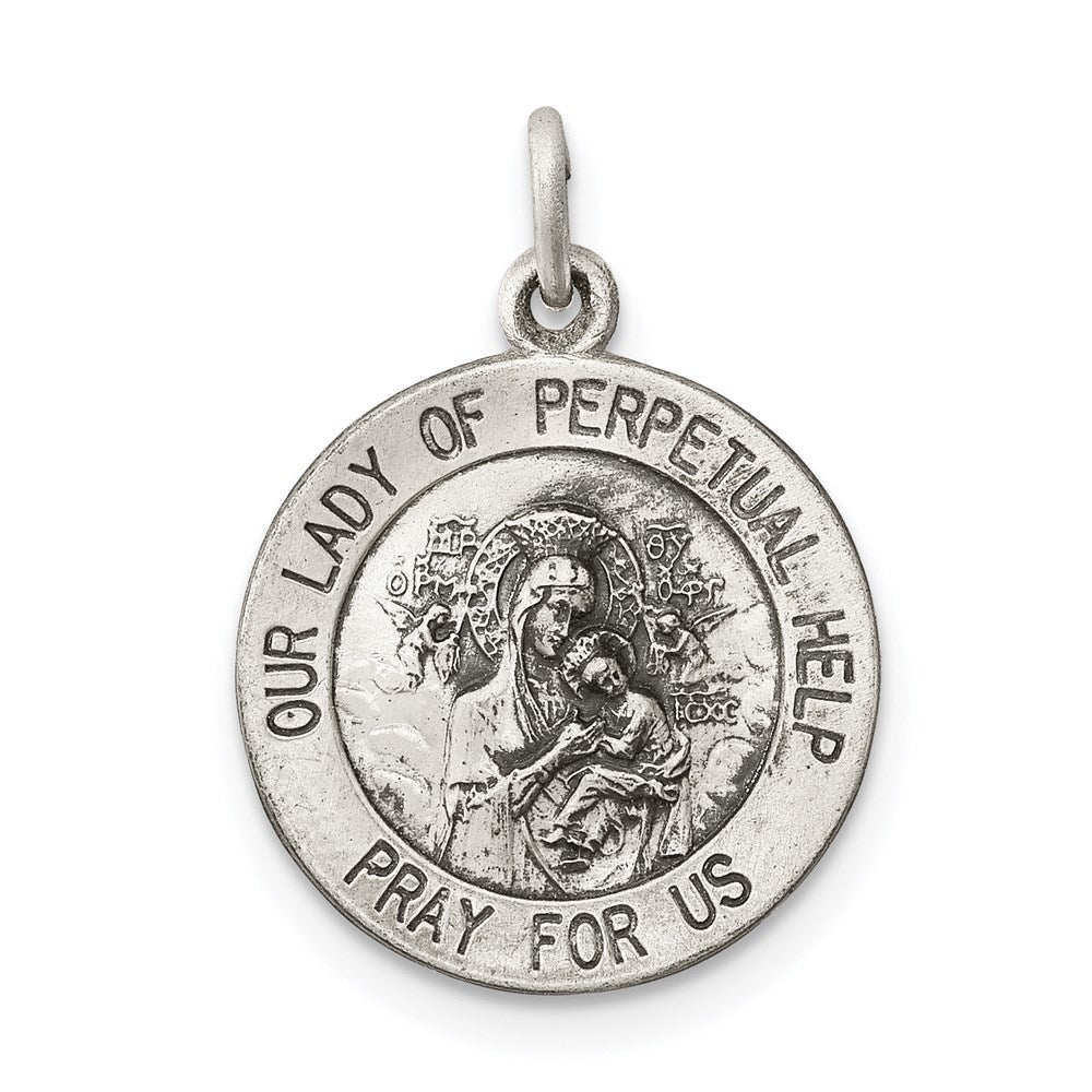 Sterling Silver Antiqued Our Lady of Perpetual Help Medal - 2