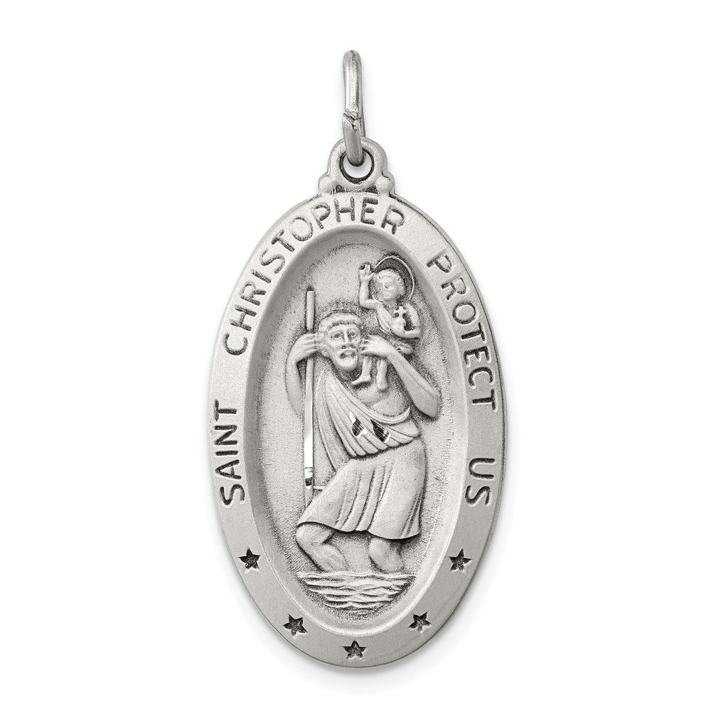 Sterling Silver Antiqued St. Christopher Medal - 2