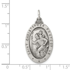 Sterling Silver Antiqued St. Christopher Medal - 22