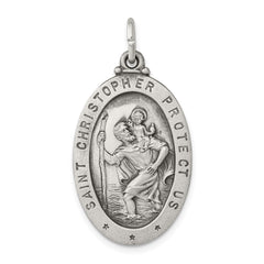Sterling Silver Antiqued St. Christopher Medal - 22
