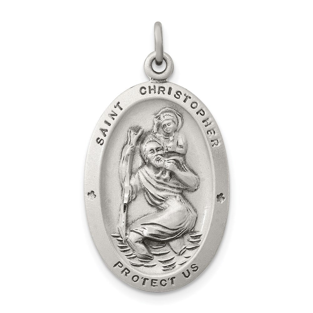 Sterling Silver Antiqued St. Christopher Medal - 3
