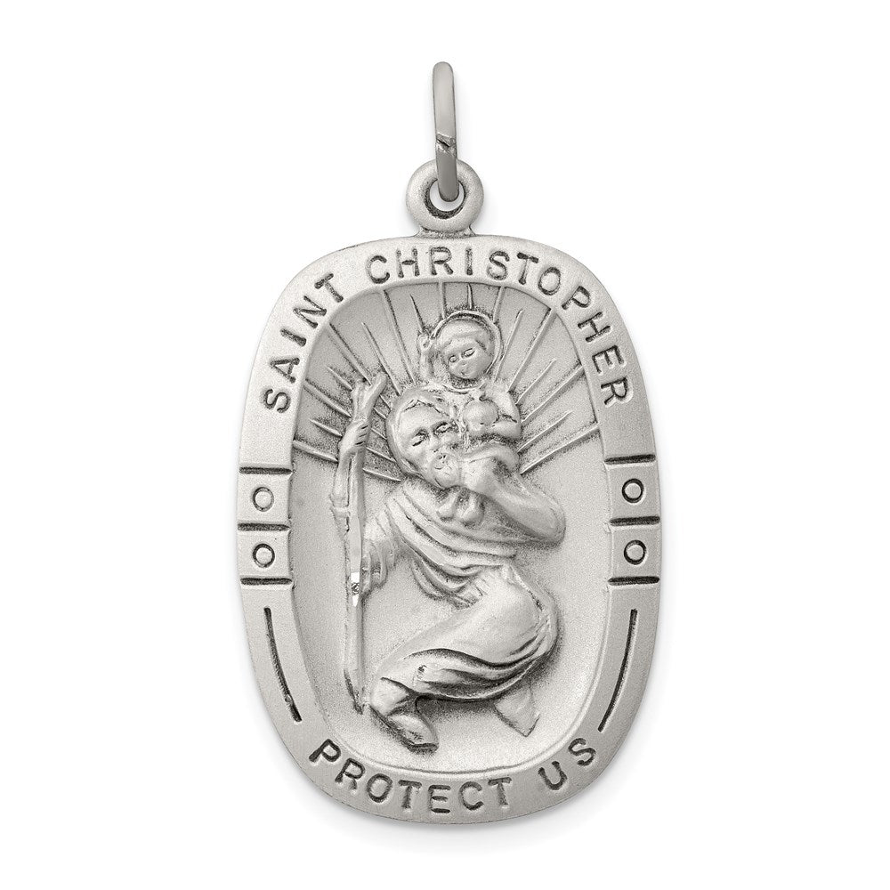 Sterling Silver Antiqued St. Christopher Medal - 9