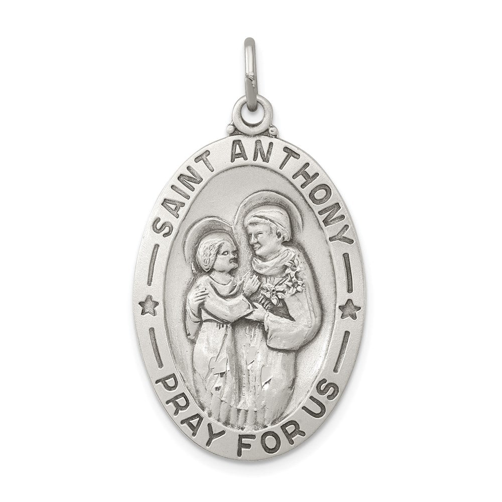 Sterling Silver Antiqued Saint Anthony Medal - 7