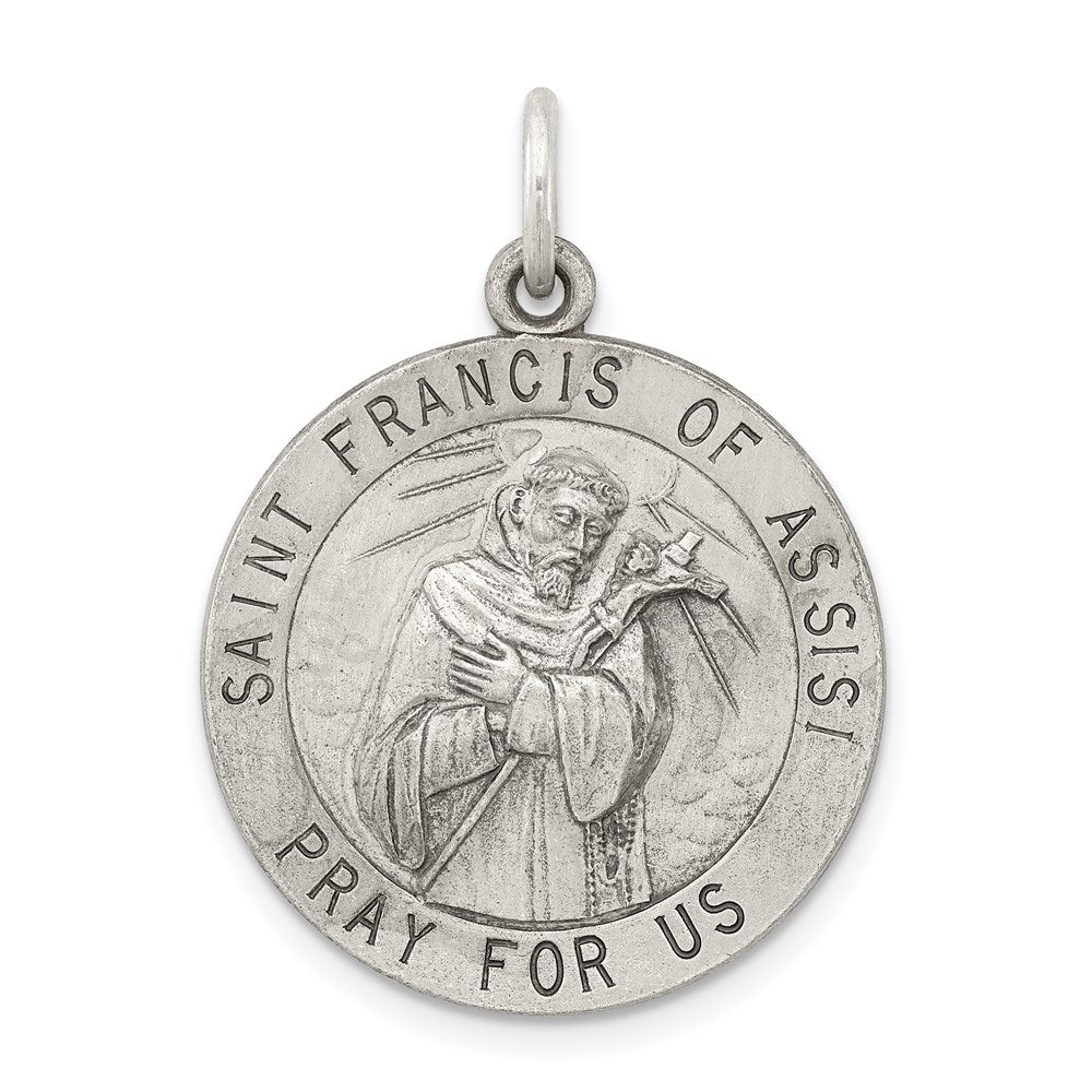 Sterling Silver Antiqued Saint Francis of Assisi Medal - 4