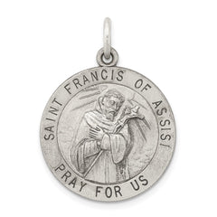 Sterling Silver Antiqued Saint Francis of Assisi Medal - 4