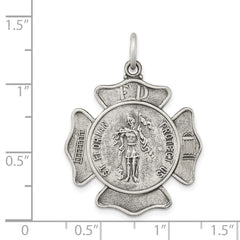 Sterling Silver Antiqued Saint Florian Badge Medal - 2