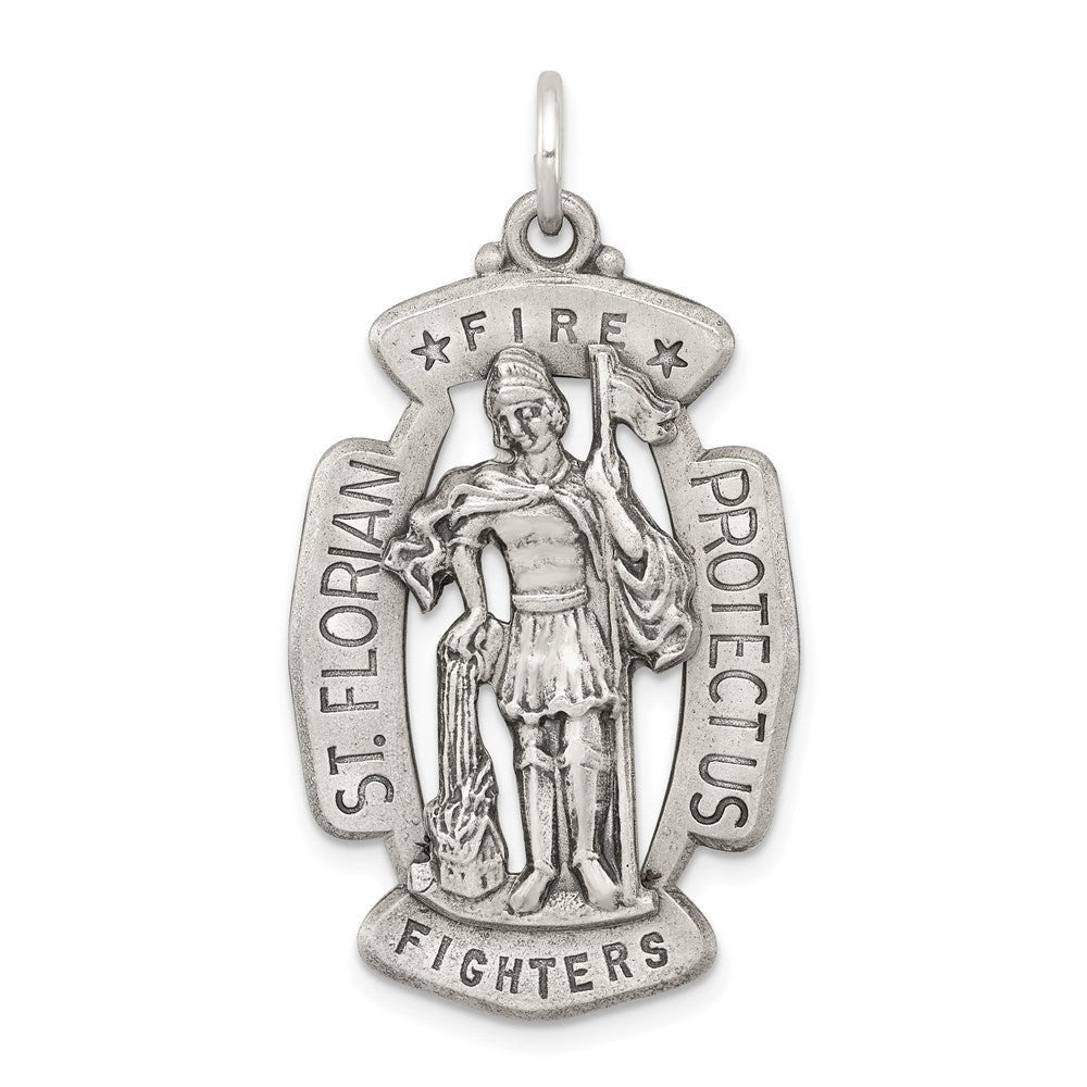 Sterling Silver Antiqued Saint Florian Medal - 5