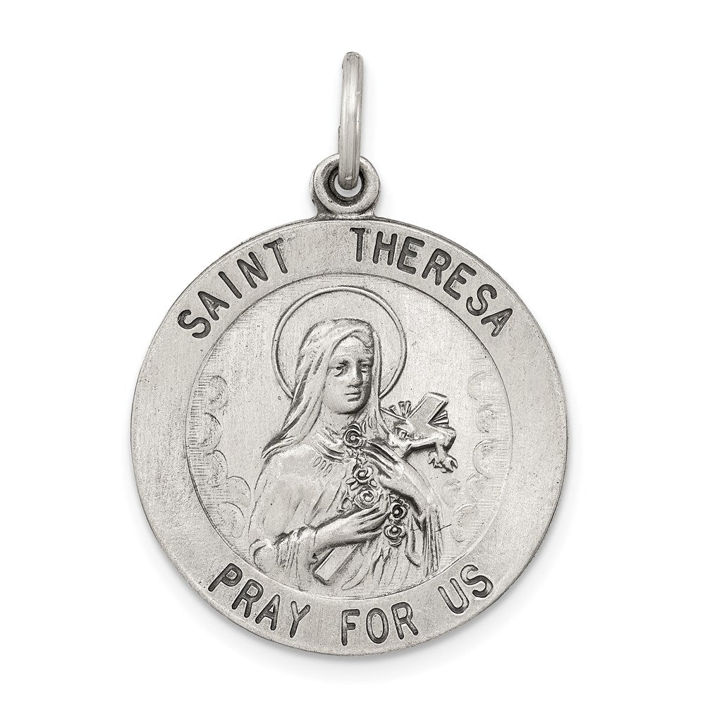 Sterling Silver Antiqued St. Theresa Medal - 3