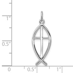Sterling Silver Platinum-plated Ichthus Fish Charm - 2
