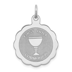 Sterling Silver Rhodium-plated First Holy Communion Disc Charm