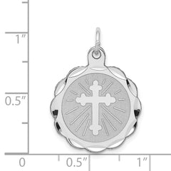 Sterling Silver Rhodium-plated Cross Disc Charm - 2