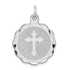 Sterling Silver Rhodium-plated Cross Disc Charm - 2