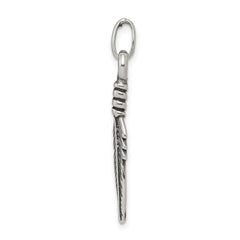 Sterling Silver Antiqued Feather Charm - 3