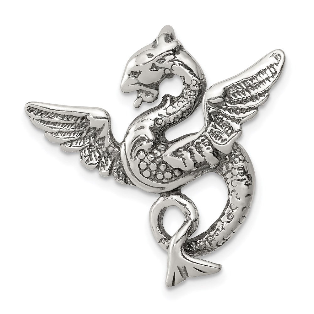 Sterling Silver Antiqued Dragon Charm - 2