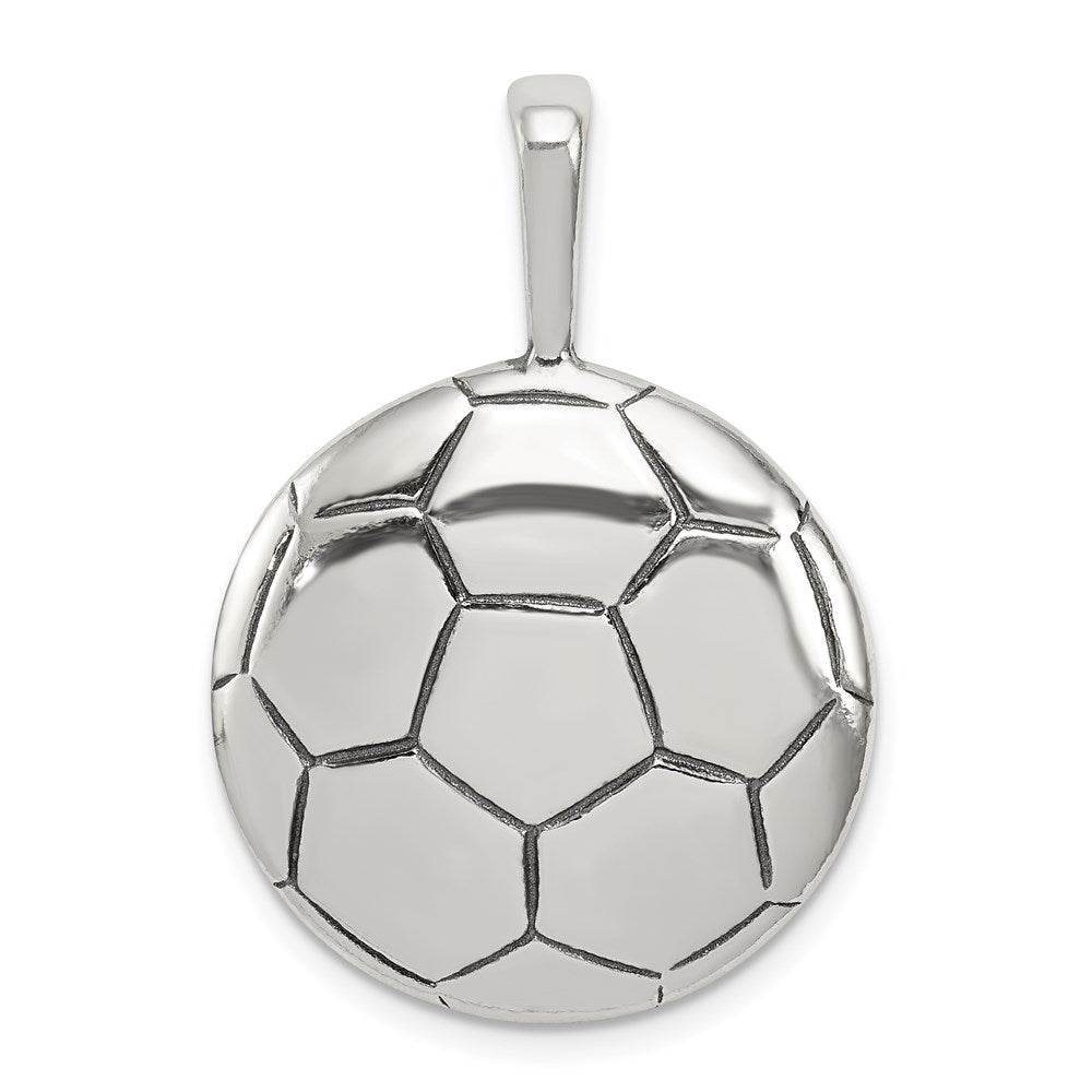 Sterling Silver Antiqued Soccer Ball Pendant - 5