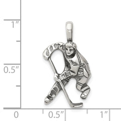 Sterling Silver Antiqued Hockey Player Charm - 2