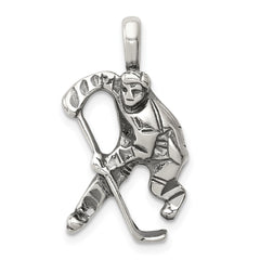 Sterling Silver Antiqued Hockey Player Charm - 2