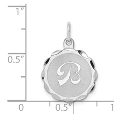 Sterling Silver Rhodium-plated Brocaded Letter B Initial Charm - 2