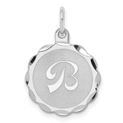 Sterling Silver Rhodium-plated Brocaded Letter B Initial Charm - 2