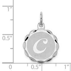 Sterling Silver Rhodium-plated Brocaded Letter C Initial Charm - 2