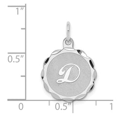 Sterling Silver Rhodium-plated Brocaded Letter D Initial Charm - 2