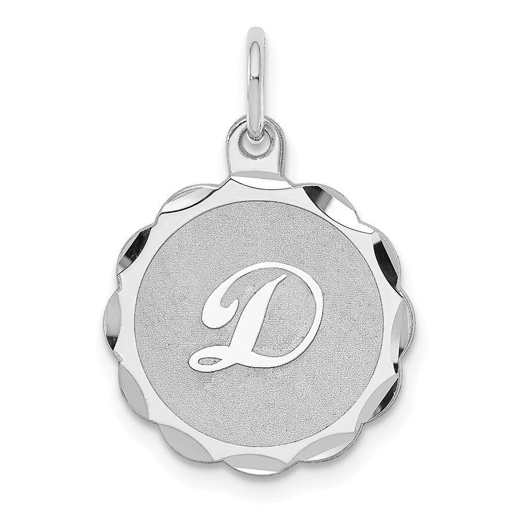 Sterling Silver Rhodium-plated Brocaded Letter D Initial Charm - 2