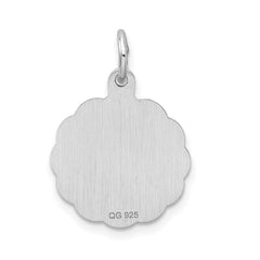 Sterling Silver/Rhodium-plated Brocaded Letter M Initial Pendant