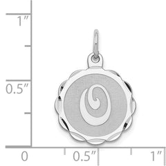 Sterling Silver/Rhodium-plated Brocaded Letter O Initial Pendant